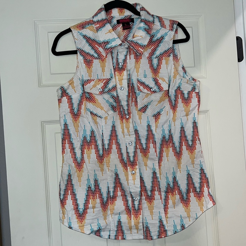 Rock&Roll Denim Women's cut-off button down western shirt